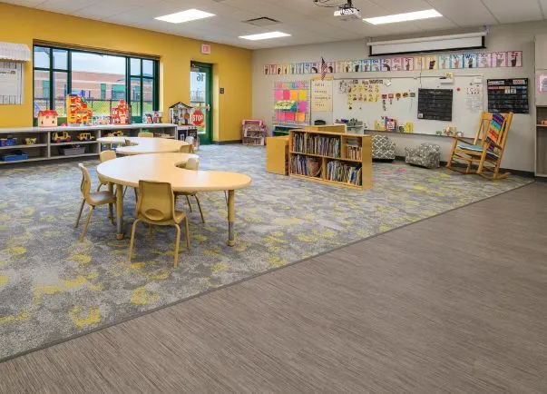 At Westfield Washington School, careful consideration of color was also important as research shows warm colors like yellow help young children focus and strengthen memory, making it easier for them to absorb and recall new information.
