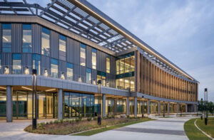 Corridors with views to the exterior create visual connection to nature and the larger Campus. Photo: Caleb Tkach, AIAP