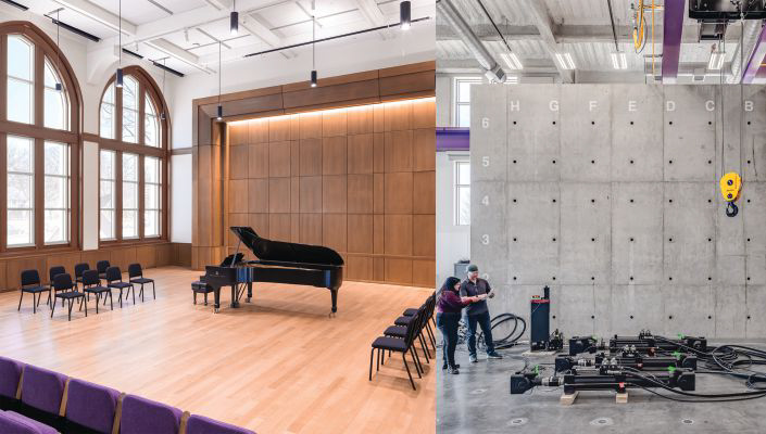 Side by side of two disparate interior spaces. Photo: Farm Kid Studios