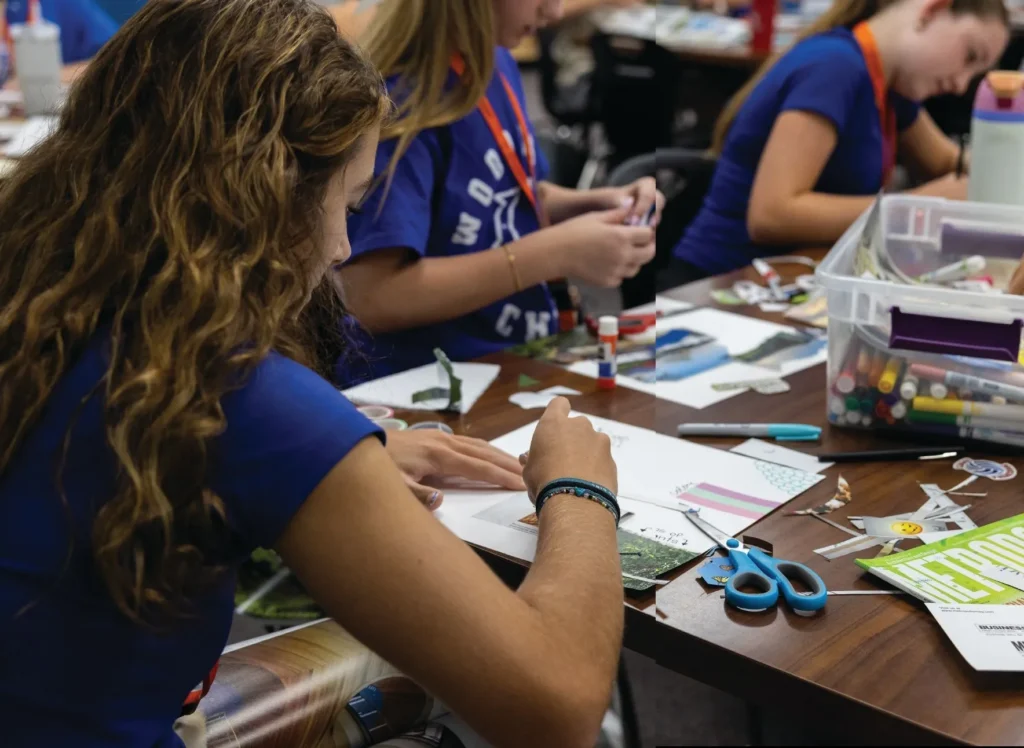 Woodland Junior High students create vision boards. Photo: Zine Media