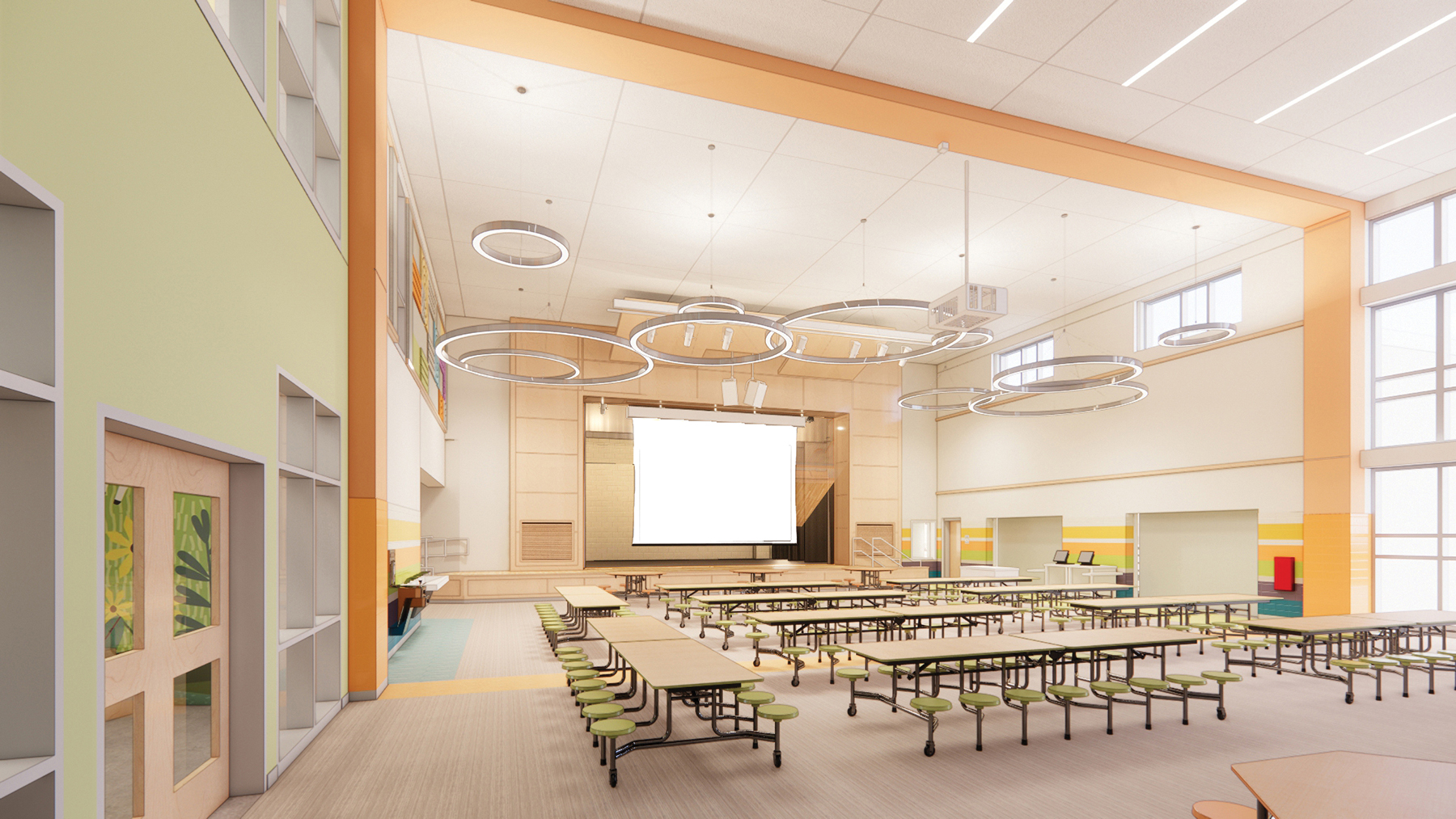 Interior Green Meadow Elementary School Cafetorium