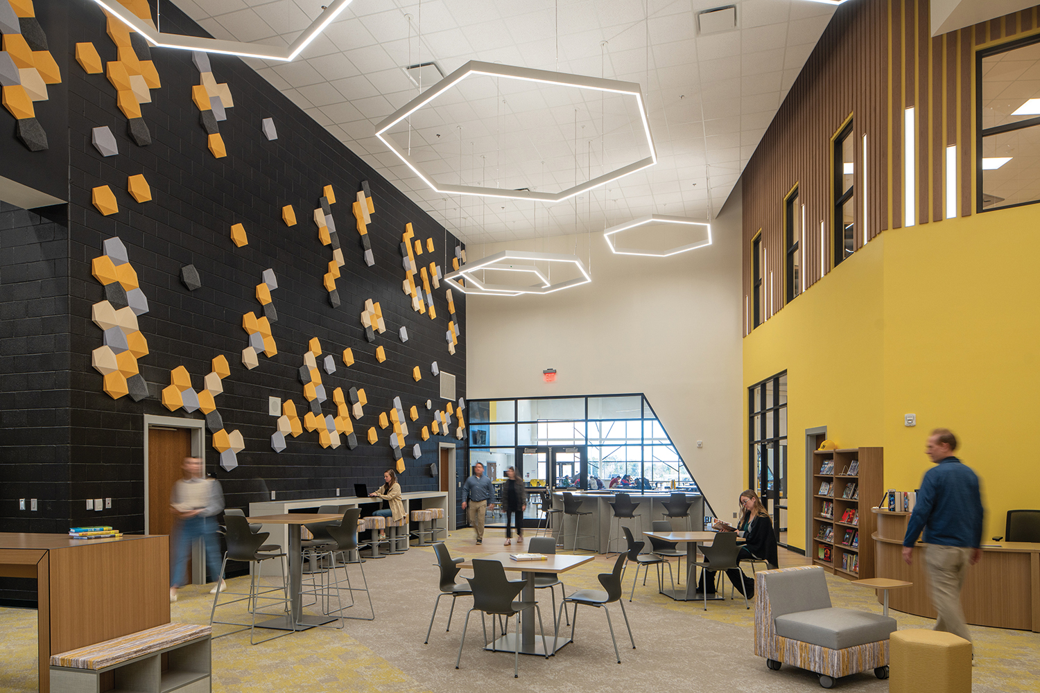Forest Hills High School in Marshville, NC, is a 213,000 sq. ft. on-site replacement for 1200 students. The building includes integrated Career and Technology Education programs. The existing gymnasium, football stadium, and track all remained operational during construction. Photo: LS3P