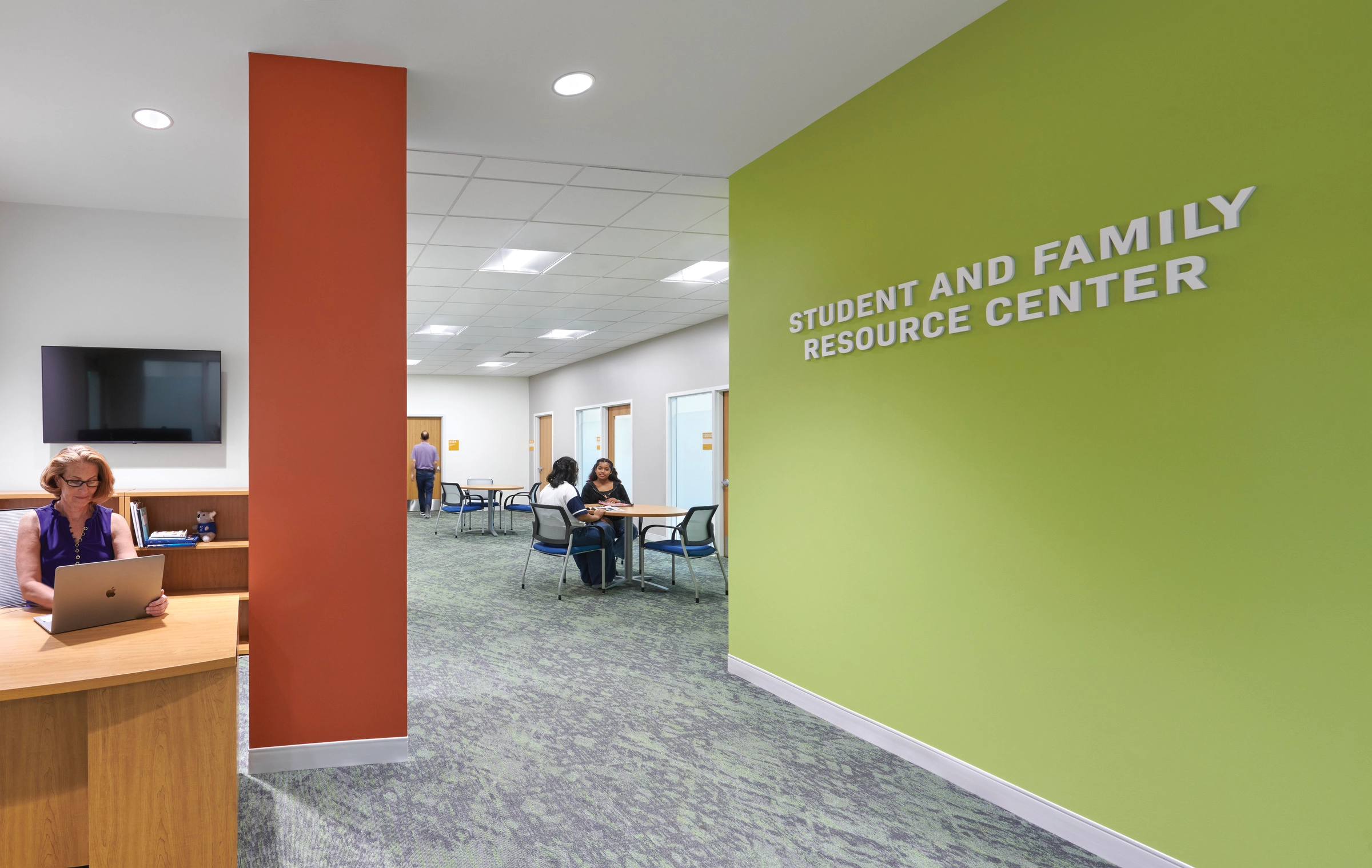 Alexandria City High School, Alexandria, VA. Co-located, city-run, physical and mental health providers serve both students and the community at this high school. Photo: Judy Davis courtesy of Perkins Eastman
