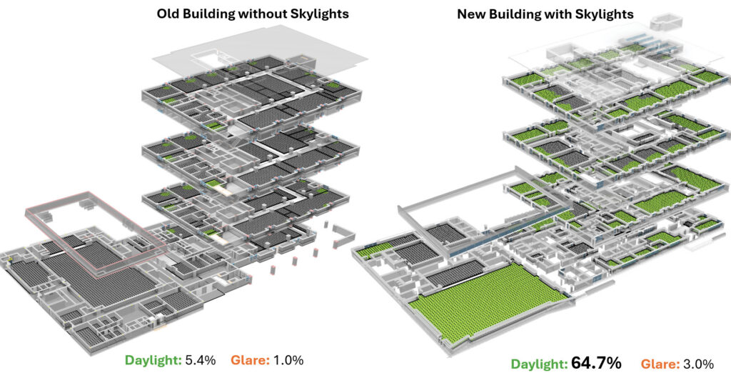 Bard High School daylighting analysis diagram courtesy of Perkins Eastman.