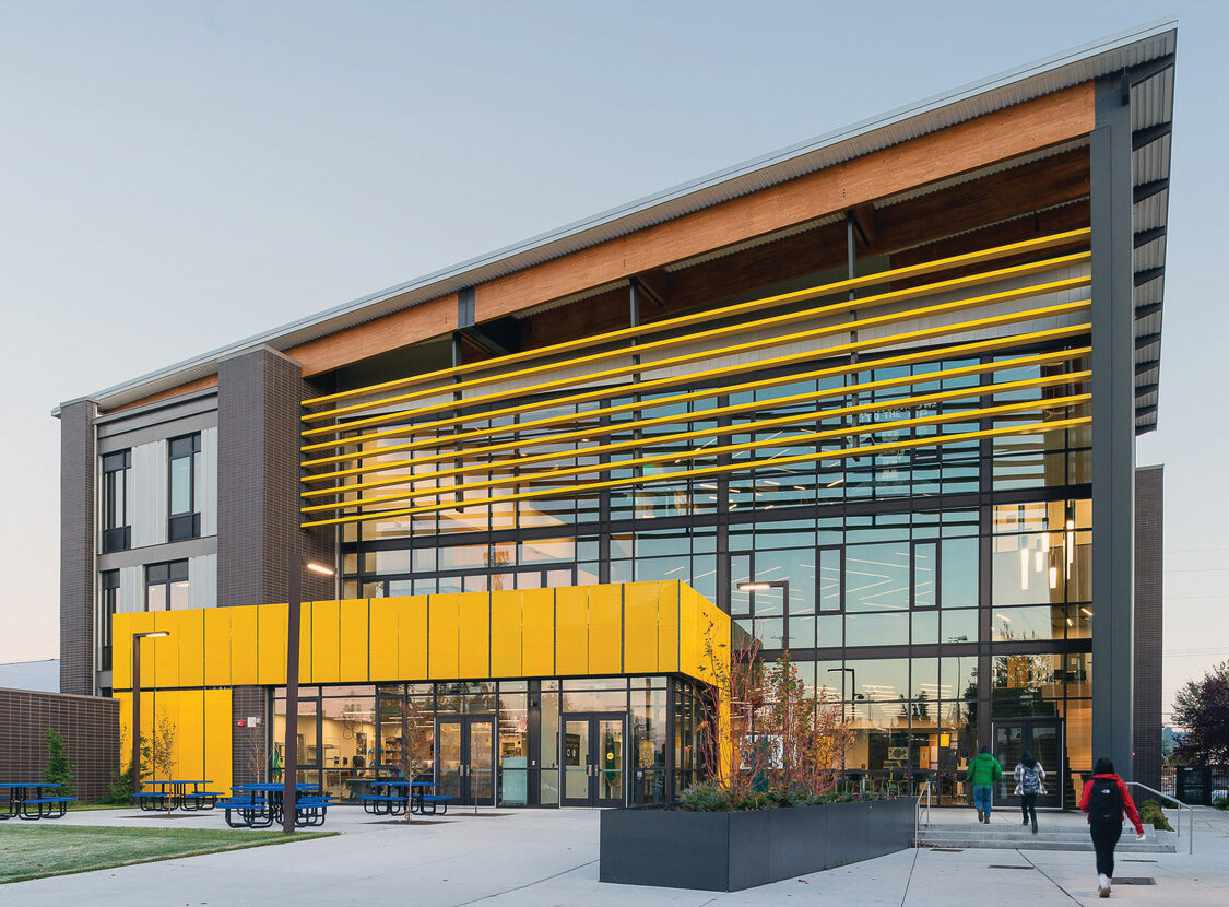 Fife High School’s new 31,000 sq. ft. STEAM Center of Innovation brings science, technology, engineering, art, and math together under one roof—replacing outdated facilities and creating a collaborative hub designed around the District’s four C’s: Collaboration, Communication, Critical Thinking, and Creativity. Purposefully planned to support evolving instructional practices and future campus growth, the facility establishes a forward-thinking foundation for hands-on, cross-disciplinary learning. Photo: Art Ross