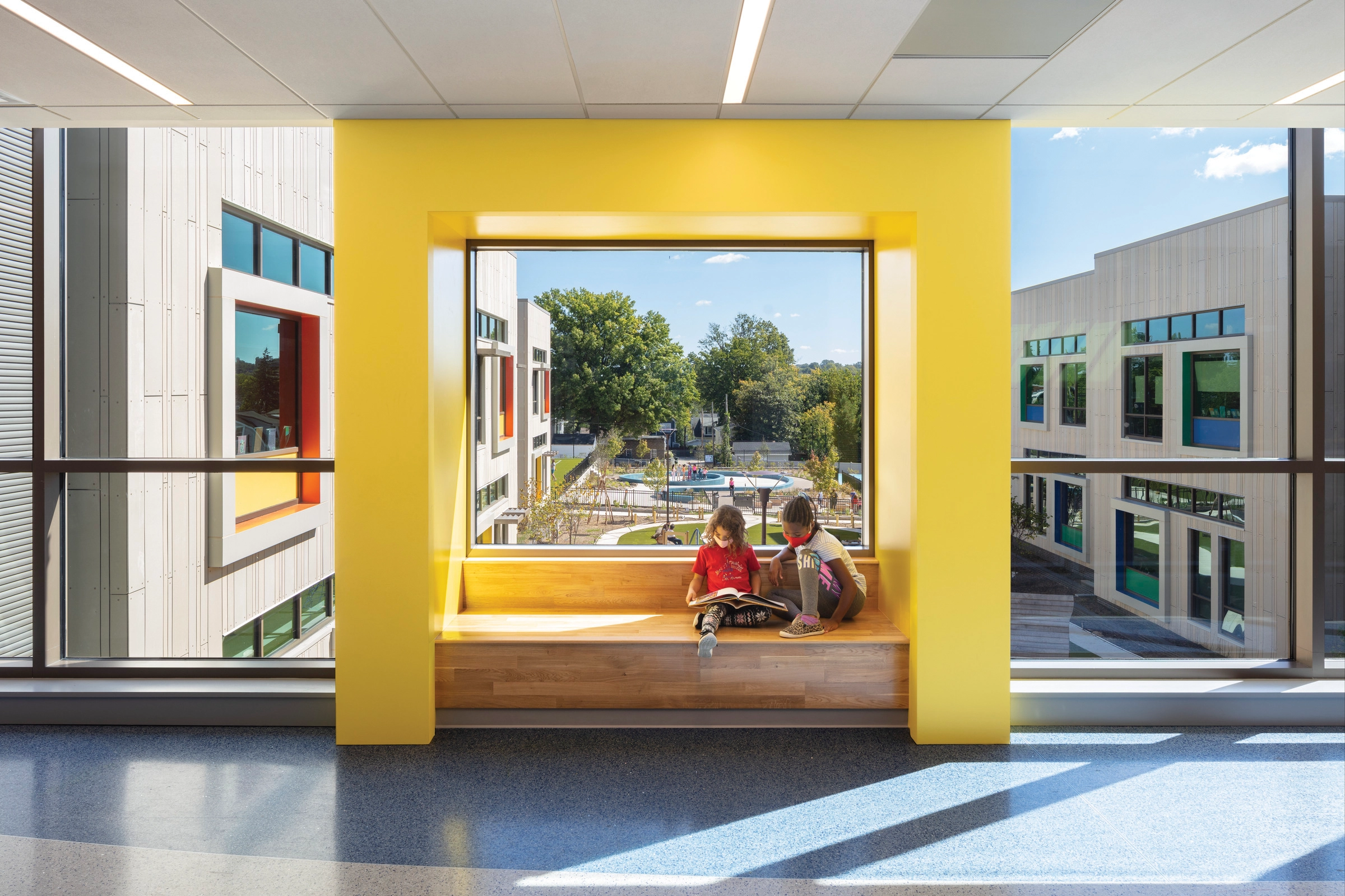 John Lewis Elementary School, Washington, DC. This replacement elementary school fosters teaching and learning through enhanced indoor environmental quality. Photo: Joseph Romeo courtesy of Perkins Eastman