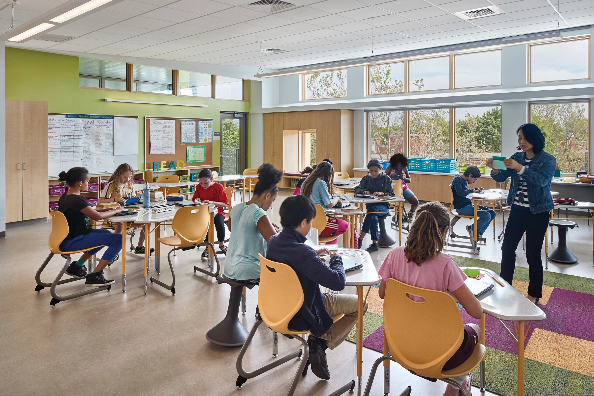 Martin Luther King, Jr. School, Cambridge, MA. Pervasive natural light and views enhance the “learning ambiance” in this elementary school. Photo: Robert Benson courtesy of Perkins Eastman