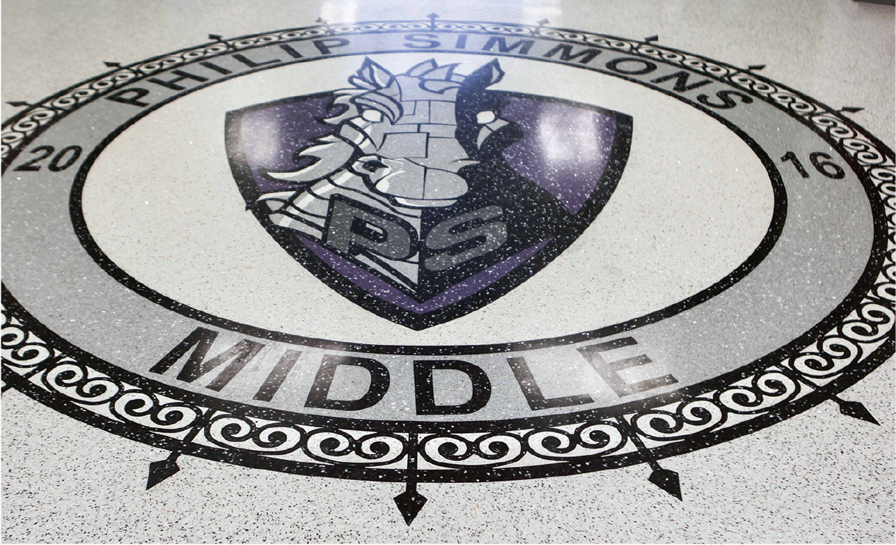 School Logos in Terrazzo Durable Design, Smart Investment