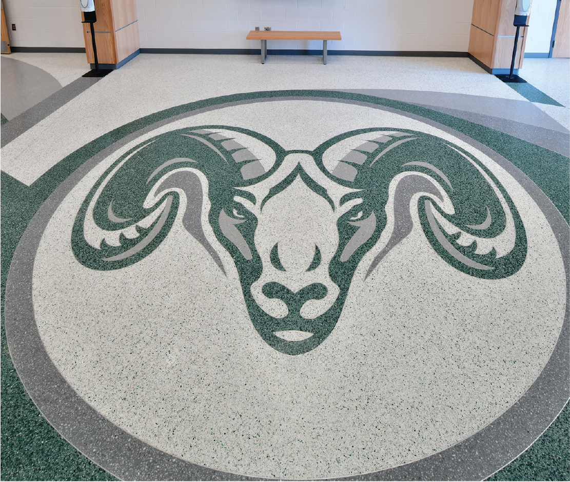 School Logos in Terrazzo Durable Design, Smart Investment