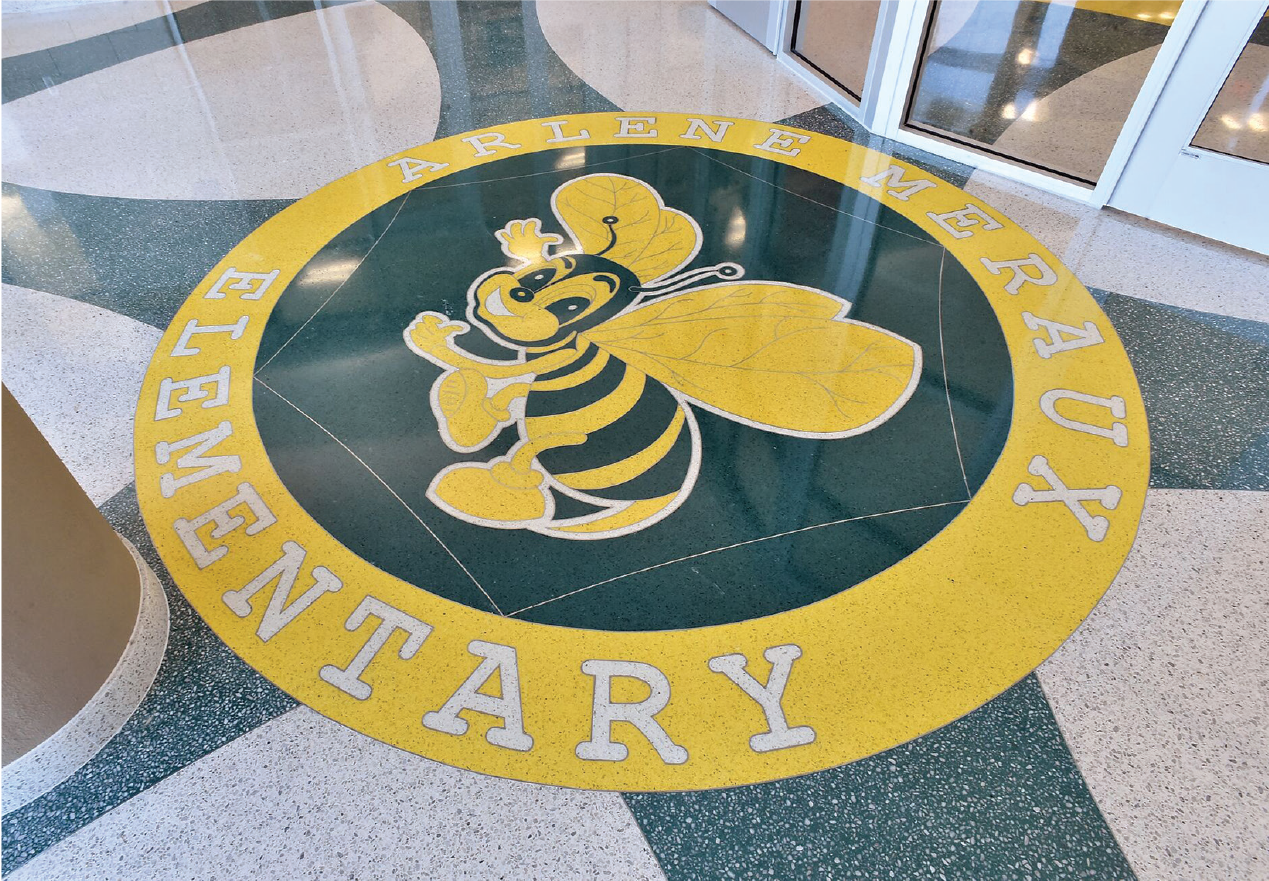 School Logos in Terrazzo Durable Design, Smart Investment