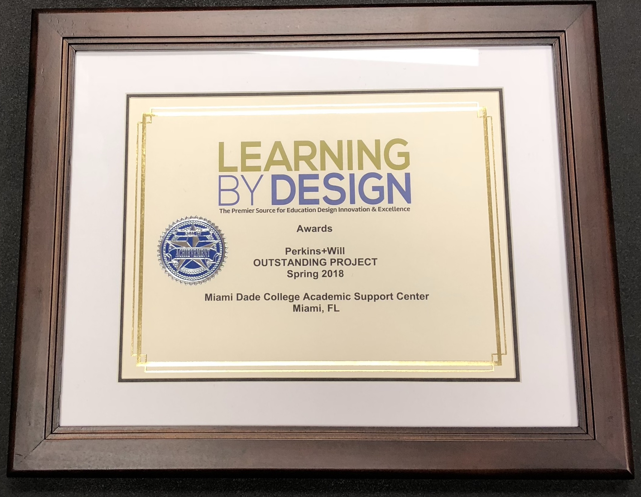 Framed Project Award Certificate